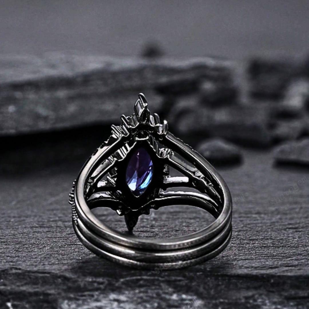 Black Electroplated Synthetic Zirconia Wedding Engagement Rings for Women, Fashion Jewelry as Bridal Rings, Engagement Rings, Great Gift for Her