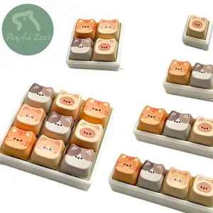 【PZ Periph】Cat Keyboard Fidget Toy Keychain, 1/2/3/4/9 Keys Optional, Switch Tester, Durable Eco-Friendly Silicone+ABS, Mechanical Keyboard Sound, Relaxation & Tactile Feedback, Perfect Gift