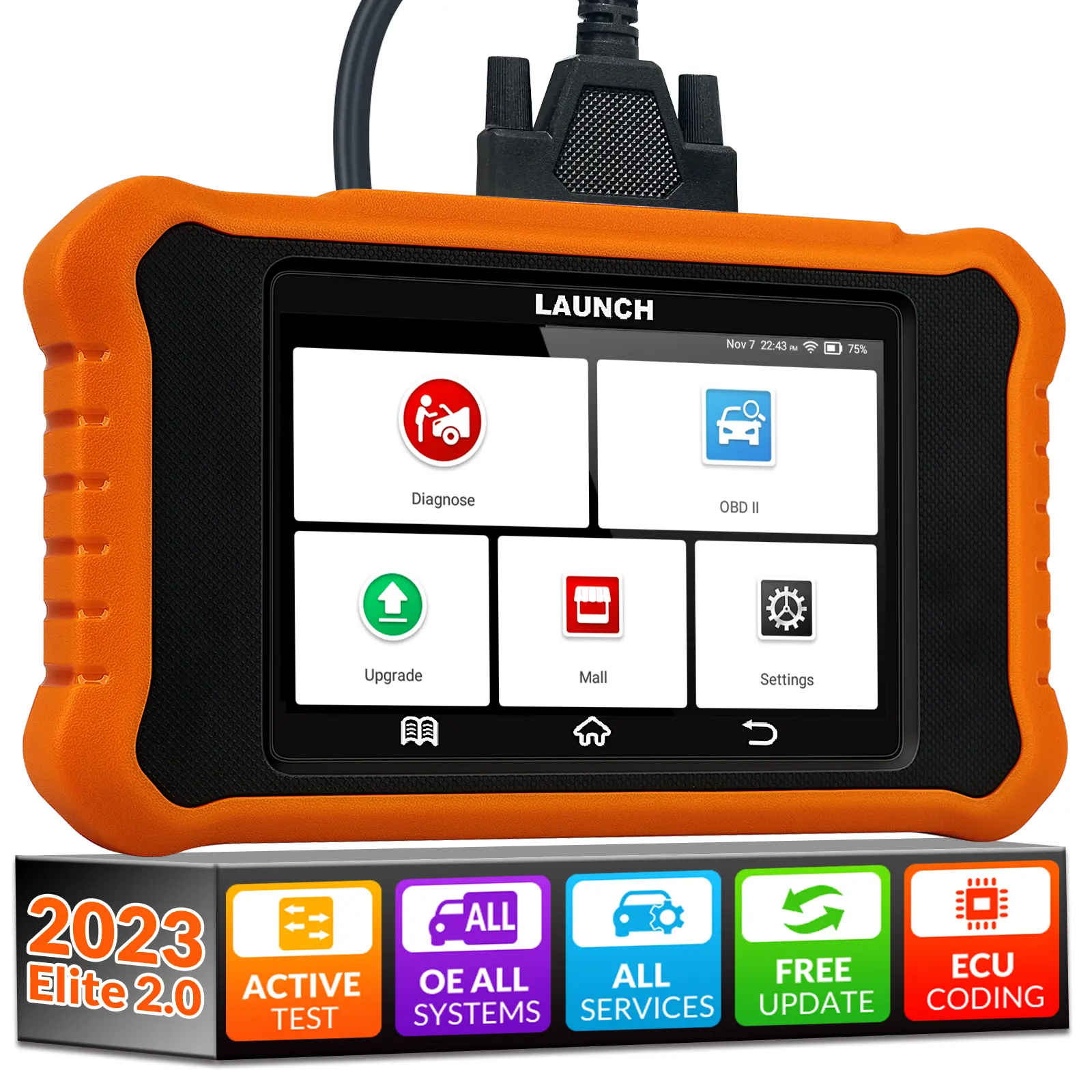 LAUNCH Creader Elite 2.0 Automotive Diagnostic Tool - OBD2 Bidirectional Automotive Scan Tool for BMW/Mini/RR 2026, Full Systems Scan, All Services, Key IMMO, Battery Registration, Supports English, Italian, Portuguese, Russian, Spanish, Korean