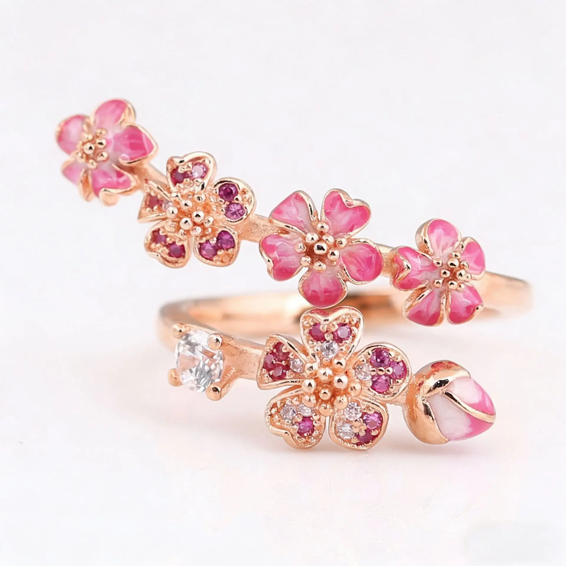 Rose Gold Classic Rose Gold Peach Blossom Ring for Women 5C30006-JZ Beautiful Rings Jewelry Rings