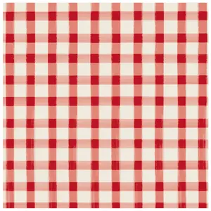 Red Painted Check Cocktail Napkin