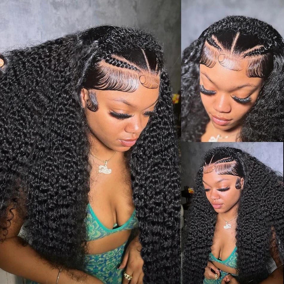 250 Density 13x6 Hd Deep Wave Frontal Wig 30 34inch Glueless Wigs 100% Human Hair Water Wave Curly Lace Front Wig For Women On Clearance Sale