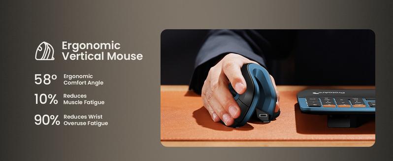 ProtoArc EK01 Plus Backlit Full Size Wireless Ergonomic Keyboard and EM11 NL Dual Bluetooth Vertical Mouse