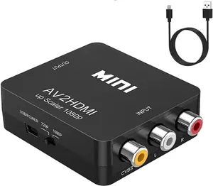 RCA to HDMI,AV to HDMI Converter, 1080P Mini RCA Composite CVBS Video Audio Converter Adapter Supporting PAL/NTSC for TV/PC/ PS3/ STB/Xbox VHS/VCR/Blue-Ray DVD Players