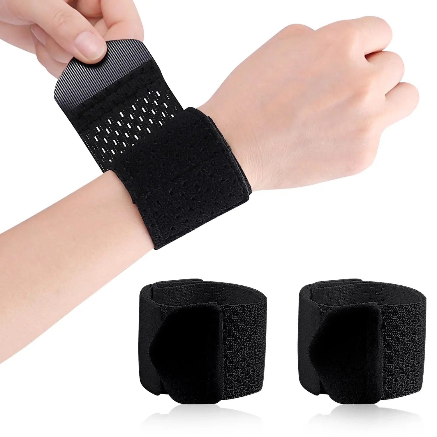 Womon's 2-Piece Ultra-Thin Compression  Carpal Tunnel Wrist Brace with Adjustable Support Strap, Anti-Sweat Elastic Sweat-Absorbing sports Wristbands for Weightlifting,Tennis,Anti-Swaet sports Wistbands Healthcare Portable