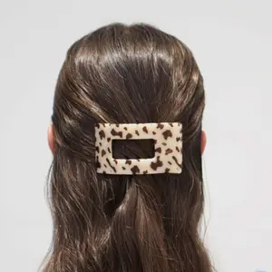 TELETIES - Small Flat Rectangle Hair Clip - Blonde Tortoise