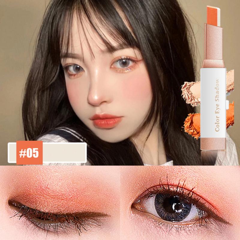 6Pcs Two Color Eyeshadow Stick Set Cosmetic PearlescentMatte Highlighter Eye Shadow Glam Natural Long LastingWaterproof Not Easy To Take Off Makeup