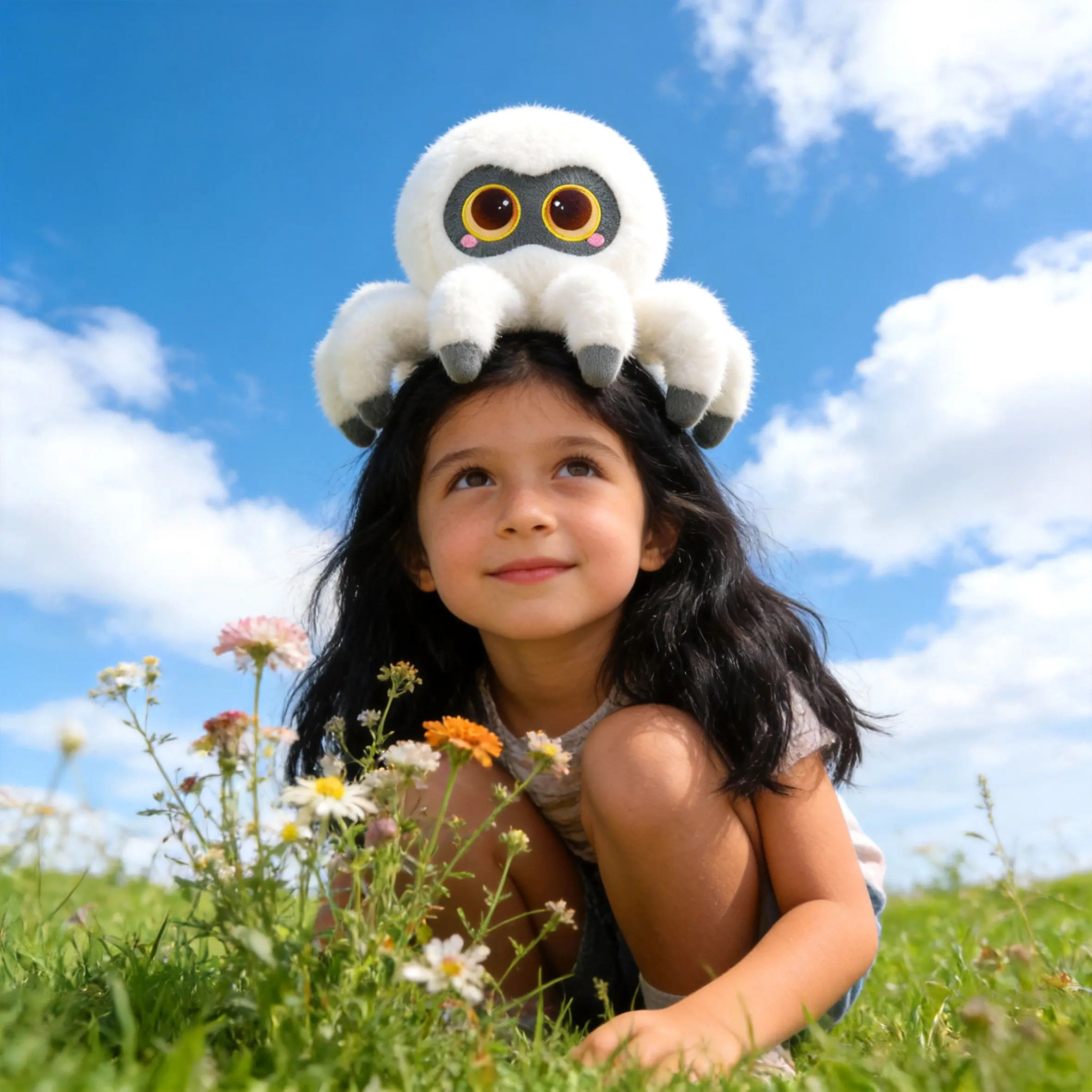 Spider plush doll — a cute little spider stuffed toy for pranks; suitable for placing on your head to surprise friends; soft, warm plush; a quirky spider plush that makes a great surprise Children’s Day gift or birthday present.