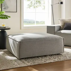 Restore Performance Fabric Upholstered Modular Ottoman in Pewter