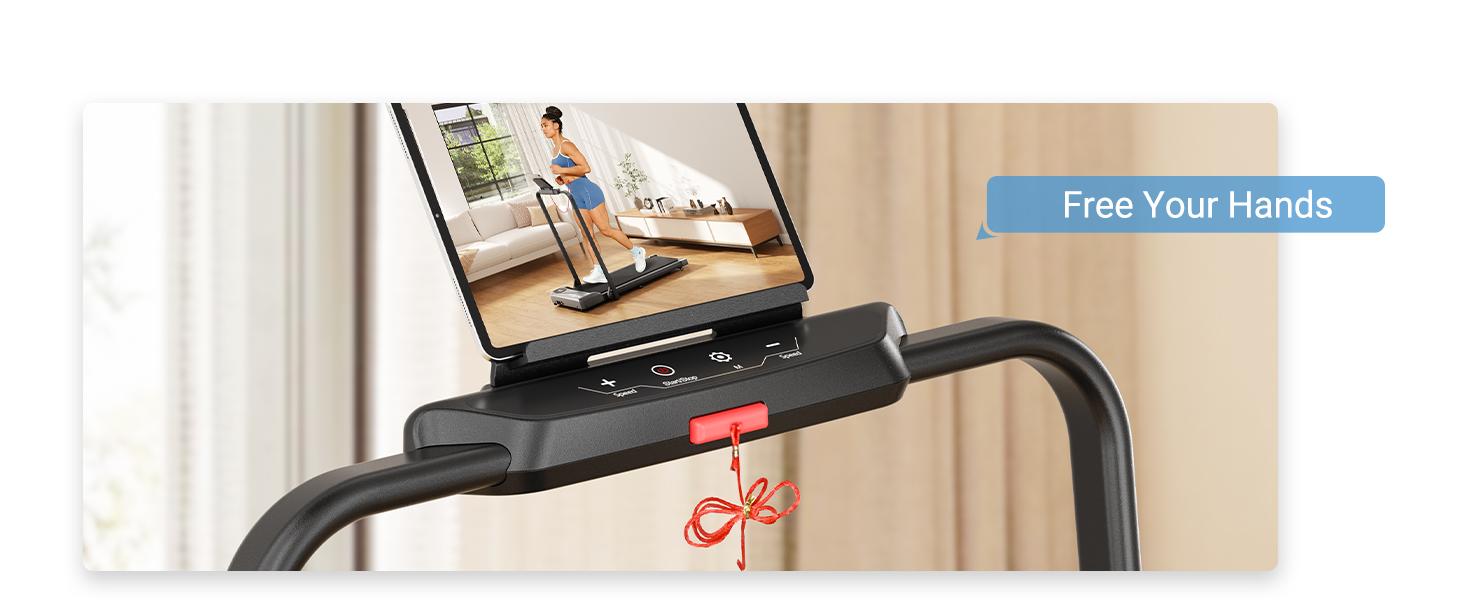 THERUN Foldable Walking Pad Treadmill, with/without Handle, Low-Noise Motor 300 lbs Load Shock Absorption LED Display & Remote Control Compact Treadmill for Home & Office Exercise