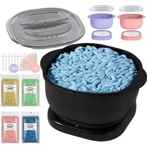 500ml Large Silicone Wax Warmer Kit - Foldable - Full Body Hair Removal Waxing Set with 200g Hard Wax Beads, 10pcs Sticks & Nose Wax Sticks - For Women, Men & Sensitive Skin (Bikini, Eyebrow, Face, Nose) - At-Home Use - Beginner Friendly