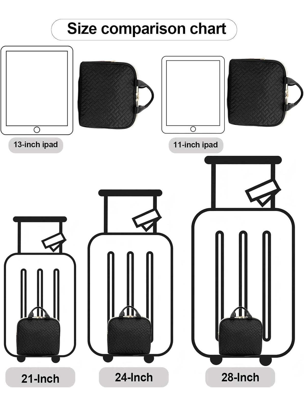 Makeup Bag 24.1cm x 21.1cm x 10.9cm Quilted Design Clear Window Travel Friendly Organized Storage for Cosmetics