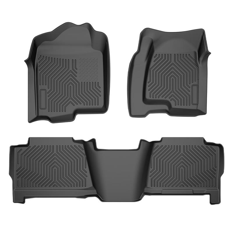 TPE Car Floor Mats Rubber Liners Fit For 1999-2006 Chevy Silverado/GMC Sierra Crew Cab,All Weather Floor Mats Rubber Liners,Waterproof Anti-slip Durable Floor Mats Upgraded Version