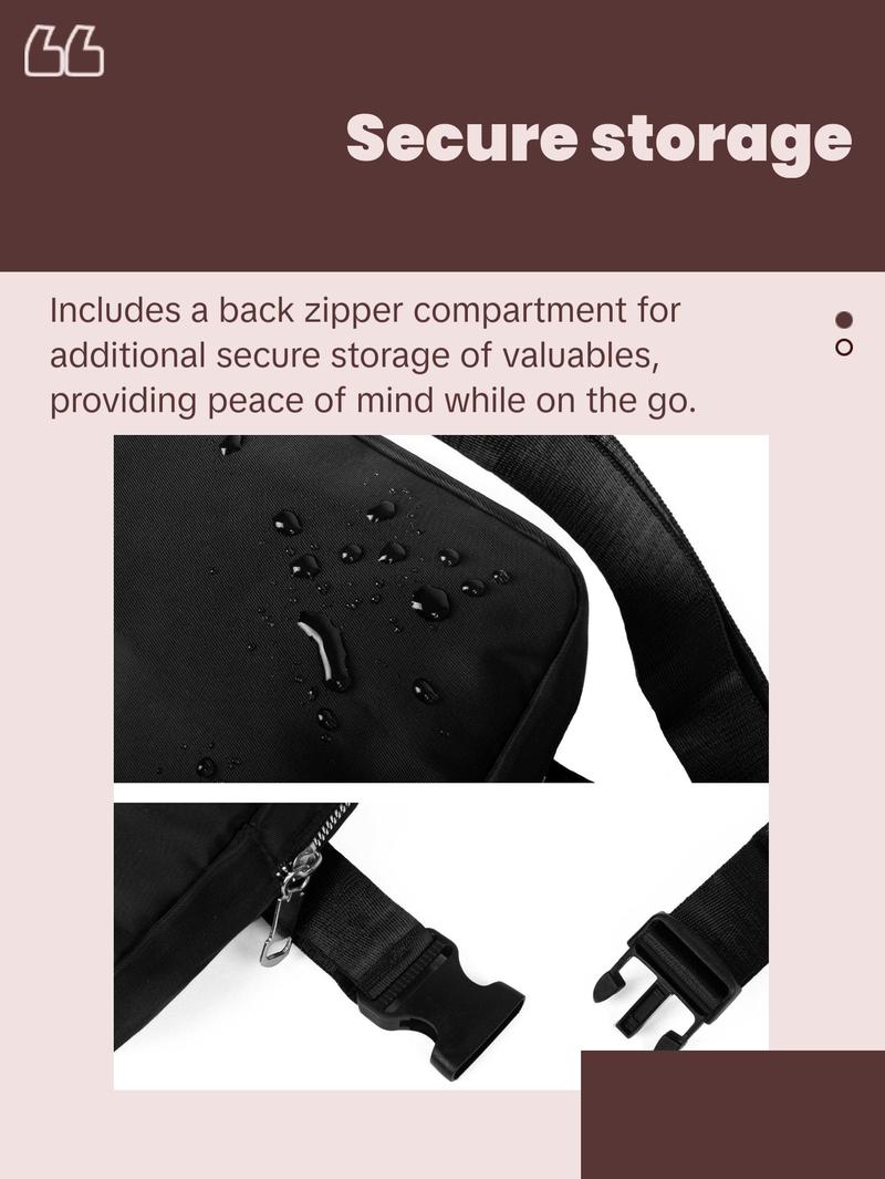 Nollia Unisex Nylon Rectangle Crossbody Belt Bag – 16 Color Options