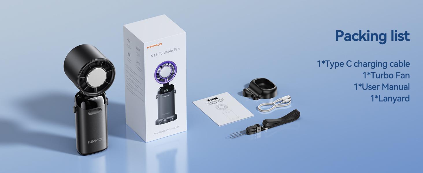 KIMMOO 4-in-1 portable refrigeration handheld turbo fan with 200 speed settings, 21,000 revolutions per minute, 12hour cooling, digital display, 120° rotation, USB charging, mini handheld personal fan.Suitable for travel, indoor use, and office desk usage
