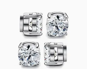 2 Pairs Stainless Steel Magnetic Stud Earrings for Men Women Non-piercing  5-8MM Freshness