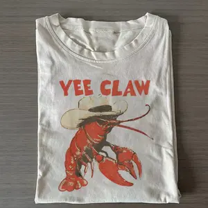 Yee Claw Lobster Graphic Tee, Funny Lobster Shirt, Cowboy Lobster T-shirt, Vintage Lobster Design, Seafood Lover Shirt, Gift for Lobster Fans