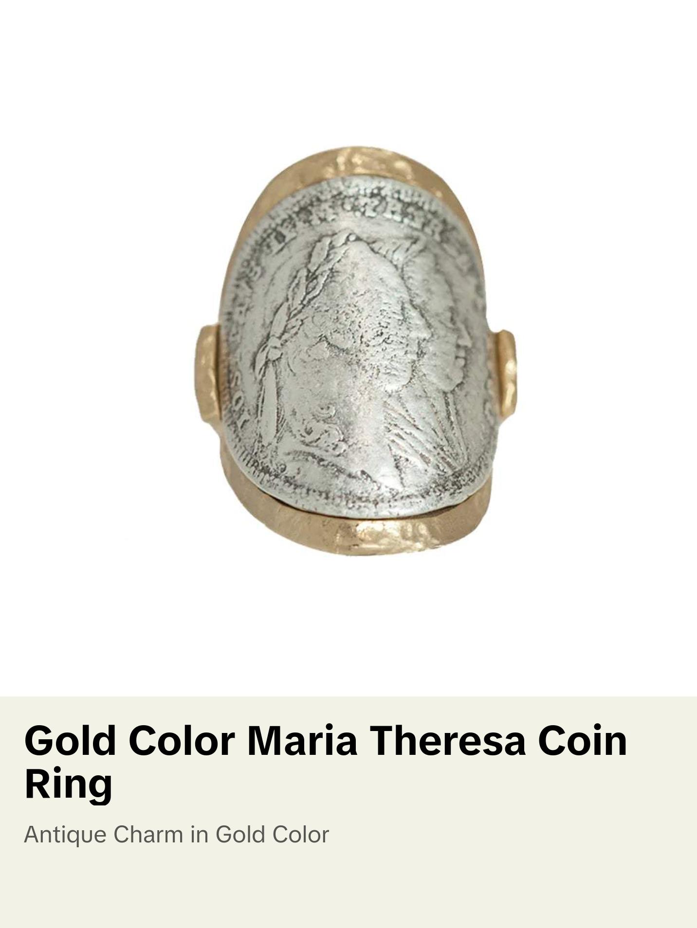 Tat2 Designs Gold Maria Theresa Curved Coin Ring