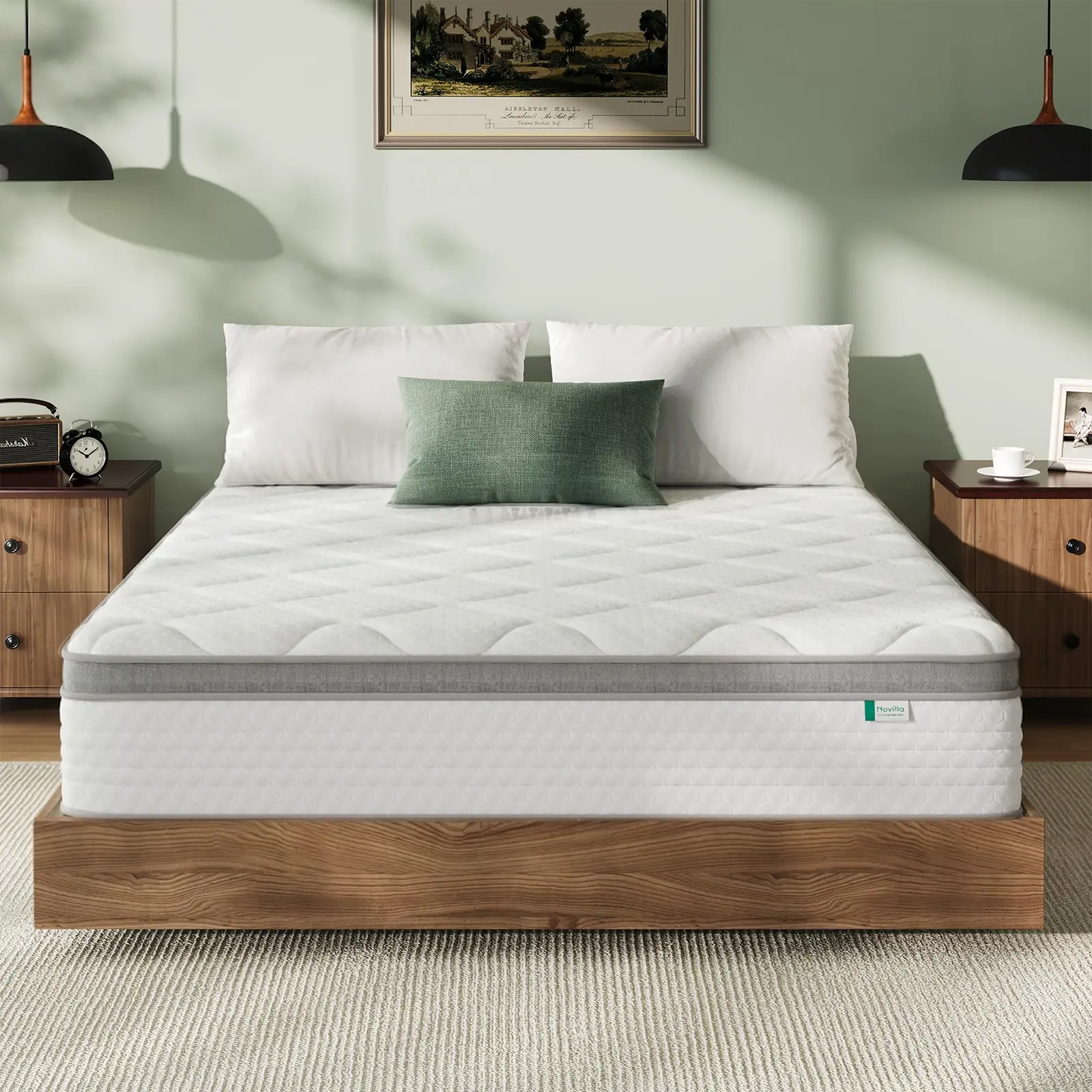 Hybrid Mattress Fiberglass-Free Full/Queen/King  -6/8/10/12/14 Inch-Perfect Balance of Softness & Firmness: High-Quality Mattress for All Sleepers & Body Alignment-Motion Isolation Mattress,Back To School