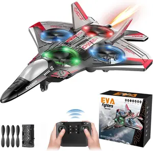 [Battery life: 5-8 minutes]Colorful LED Stunt Fighter Jet Drone | RC Airplane for Kids, Adults & Beginners | Foam Remote Control Airplane | Colorful LED Lights | Fighter Jet Glider with Auto Return | Gifts for Children 6+ Years Old