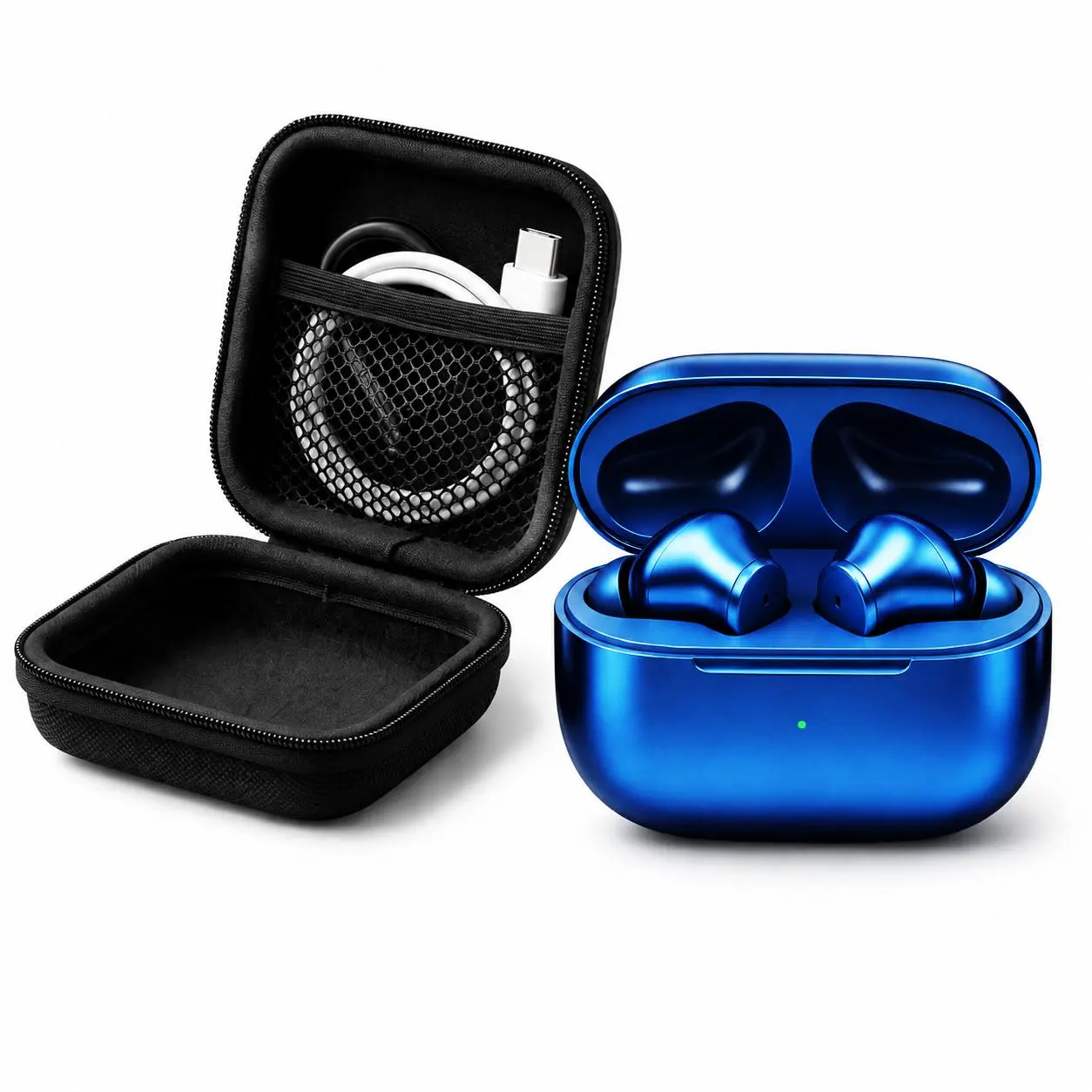 Wireless In-Ear Noise-Cancelling Headphones with Electroplated Metal Bluetooth Earbuds, Built-In Microphone, Cable Management, Shockproof Carrying Case with Chain Hook, Charging Accessory, 45Hz-20kHz Frequency Response for Cells, Noise Reduction Earphones