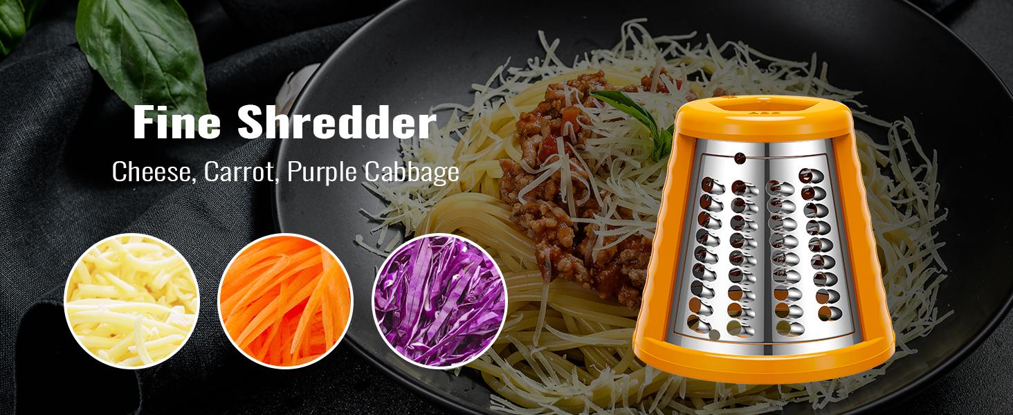 Electric Rotary Grater Salad Shooter - 5-In-1 Multi-Functional Cheese Grater with Safety Push Bar, One-Touch Operation, and Interchangeable Cones Vegetable Slicer Vegetable Cutter Kitchen Utensils small kitchen gadgets