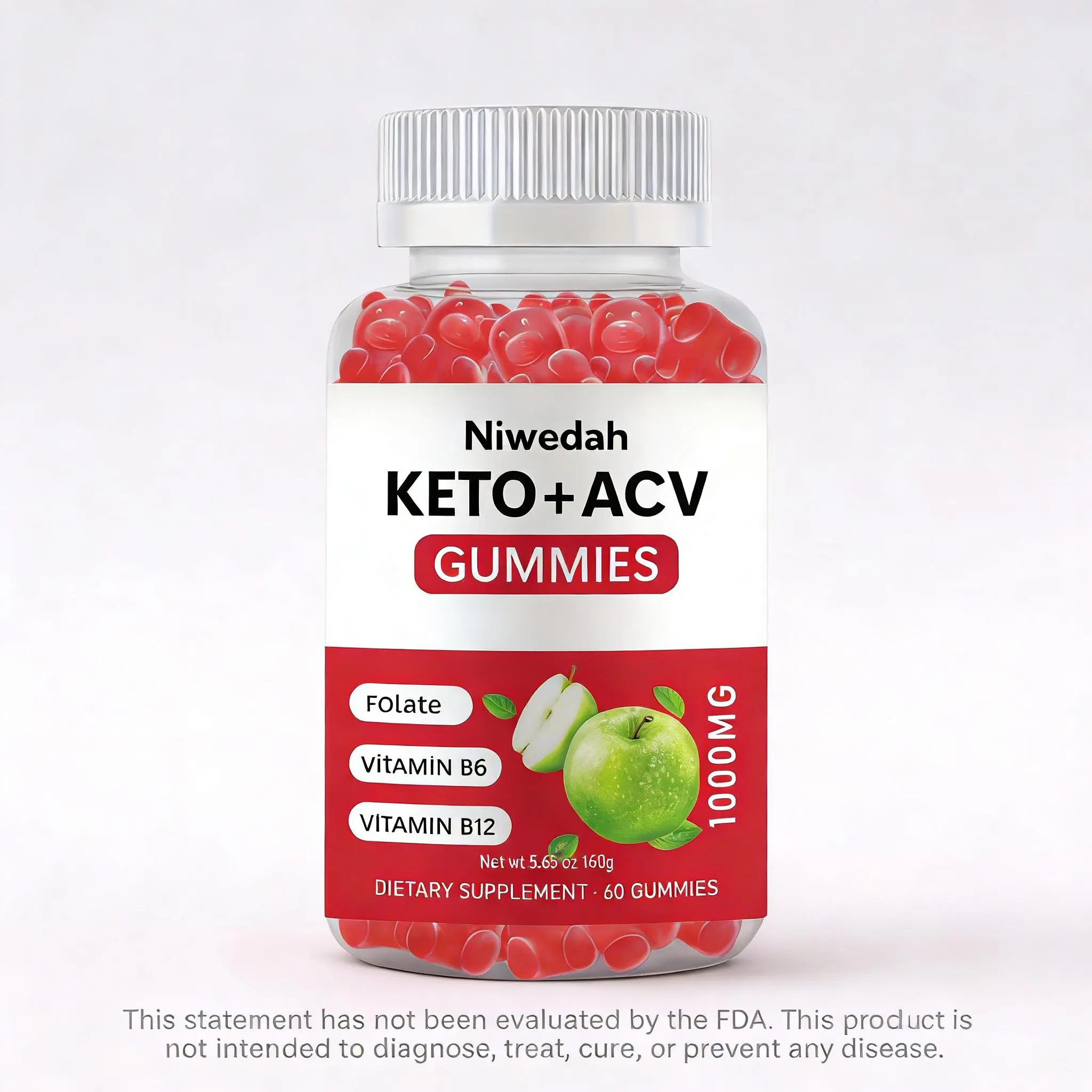 Must-Have Viral Game Changer! Delicious Apple Gummies Infused with Essential Vitamin B12 & B6, Daily Vitality Support, 60 Count