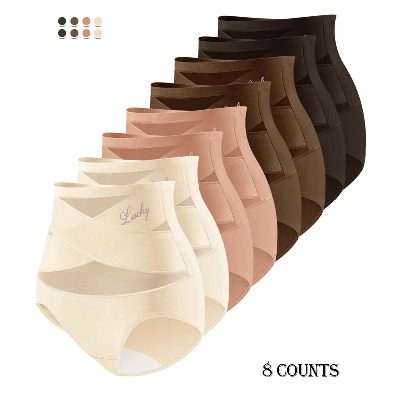 Morelect Women's High-Waist Panties,3/4/5/6/8 Pack Lucky Letter Logo,Cross-Mesh Panel Underwear,Ultra Soft Comfort Fit Briefs - Womenswear Morelect Women's High-Waist Panties,3/4/5/6/8 Pack Lucky Letter Logo,Cross-Mesh Panel Underwear,Ultra Soft Comfort Fit Briefs - Womenswear