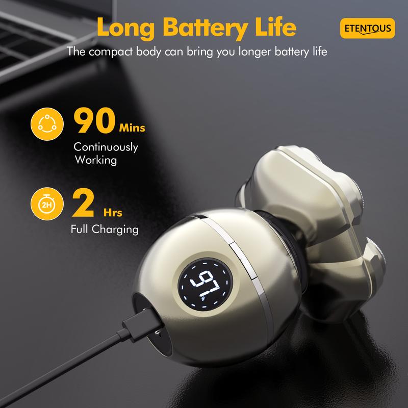 7D Bald Head Shaver for Men, IPX7 Waterproof Electric Razor for Wet Dry Use,  6 in 1 Magnetic Head Shaver for Men with Type-C Charger