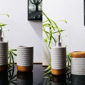 Bathroom Accessories Set,Toothbrush Holder,Farmhouse Bathroom Decor,4 Pcs Resin Gift Set Apartment Necessities, Contain Toothbrush Cup,Soap Dispenser,Soap Dish,Tumbler