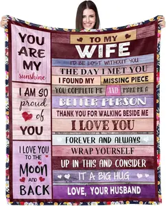 Luxury Throw Blanket Gift for Her | Cozy Romantic Present for Wife, Anniversary, Birthday, Valentine's, Christmas, or Mother's Day | Gift from Husband
