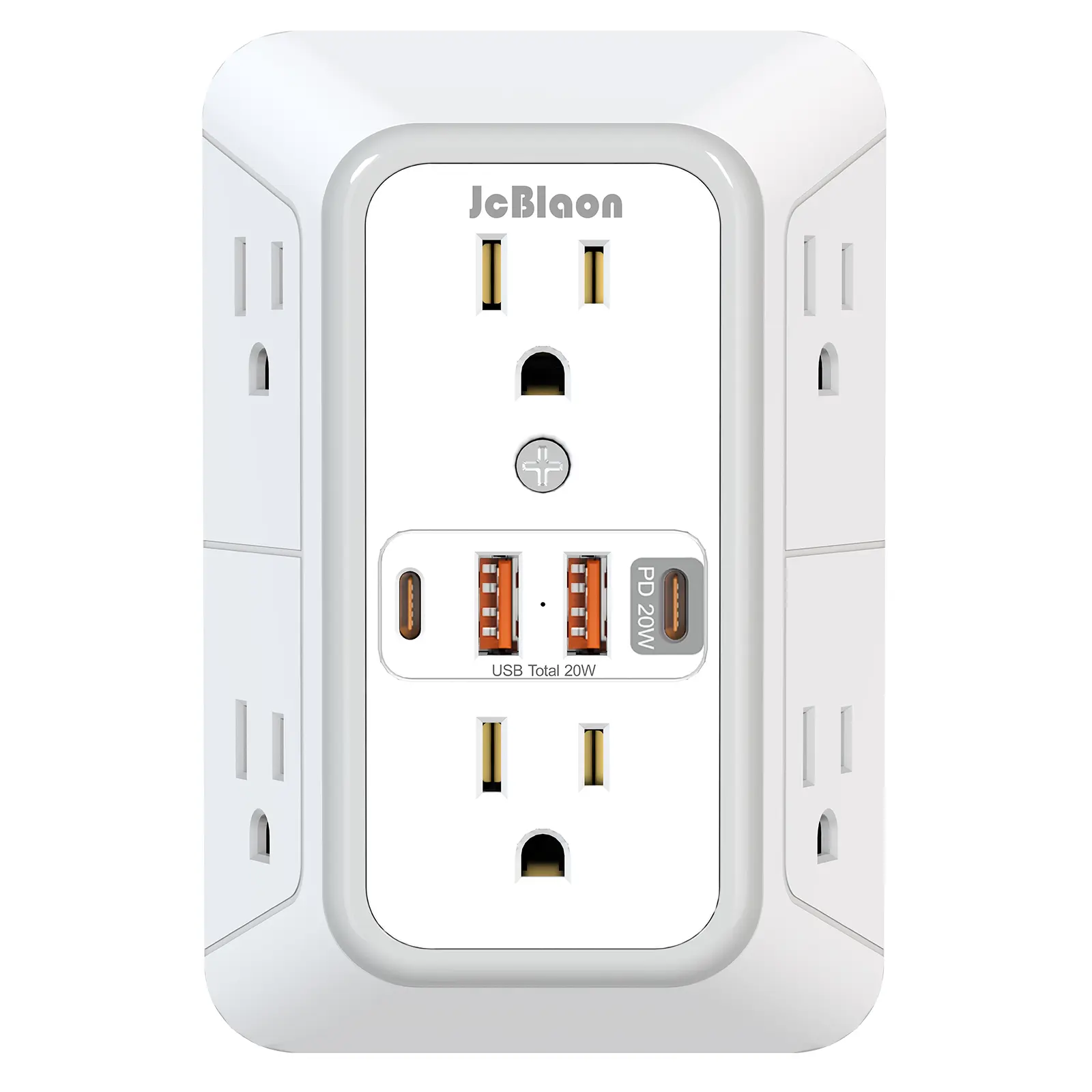 10-In-1 Wall Outlet Extender Power Surge Guard - 3-Side Wall Plug, 6+4 Power Ports (6 AC Plug Sockets, 4 USB Outlets with 20W PD), Multiple Sockets Compact Adapter Set for Home, Travel