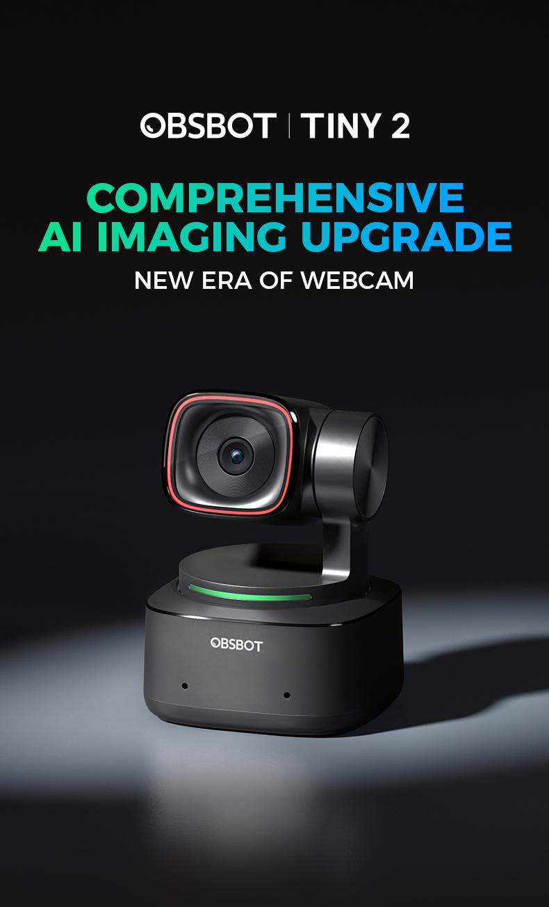 【Hot!!!】OBSBOT Tiny 2 Webcam 4K Voice Control PTZ, AI Tracking Multi-mode & Auto Focus, Web Camera with 1/1.5" Sensor, Gesture Control, 60 FPS, HDR Light Correction, Webcam for PC, Streaming, Conference wyze wirelesscamera videogames