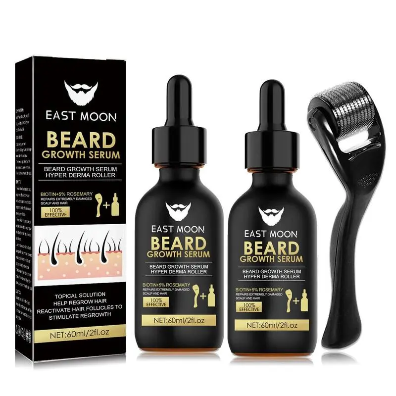 Beard Growth Kit For Men and Women, Hair Loss and Hair Regrowth Treatments,Nutritional Oil for Thicker and Shiner Beards, Black