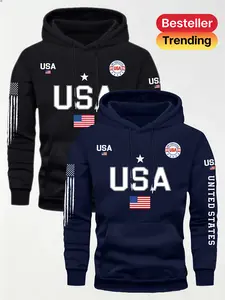 2PCS Men's Fashion American Street Letter Printed Drawstring Hoodie for Autumn and Winter Warm Sports, 2030 Spring Autumn/Winter Valentine's Day Gift Suitable for Students and Couples Autumn/Winter Fashion Hoodie