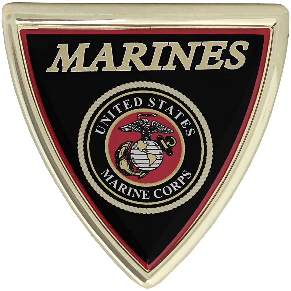 U.S. Marine Corps Chrome Metal Auto Emblem Plate, Military Service Pride Symbol Badge, Car Exterior Accessory for Auto Vehicles