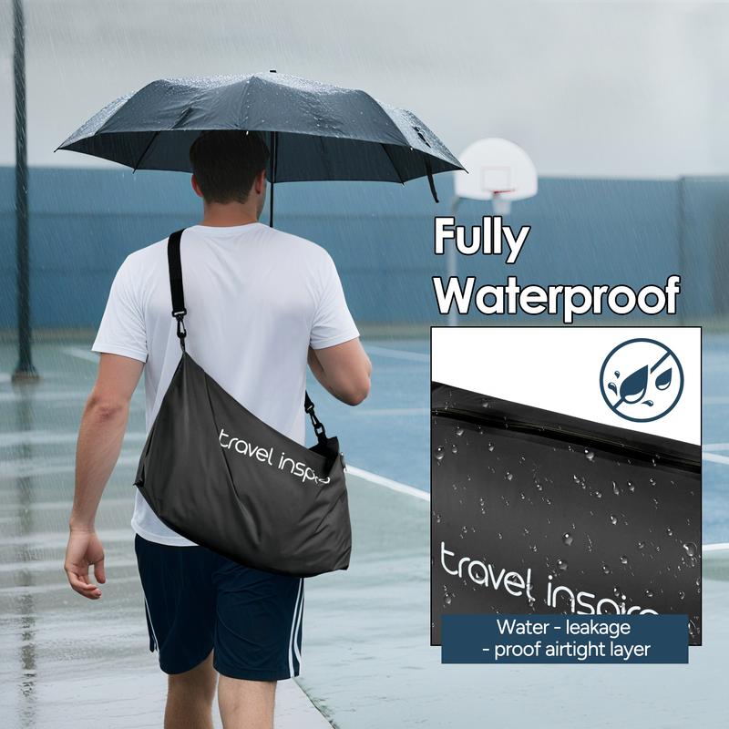 Travel inspira Vacuum Bags with Pump - Ultra-Durable Nylon Space Saver Compression Solution for Suitcases & Backpacks, Reusable, Lightweight, IP67 Airtight Zipper Seal, Light Black 2 Bags Set, outdoor