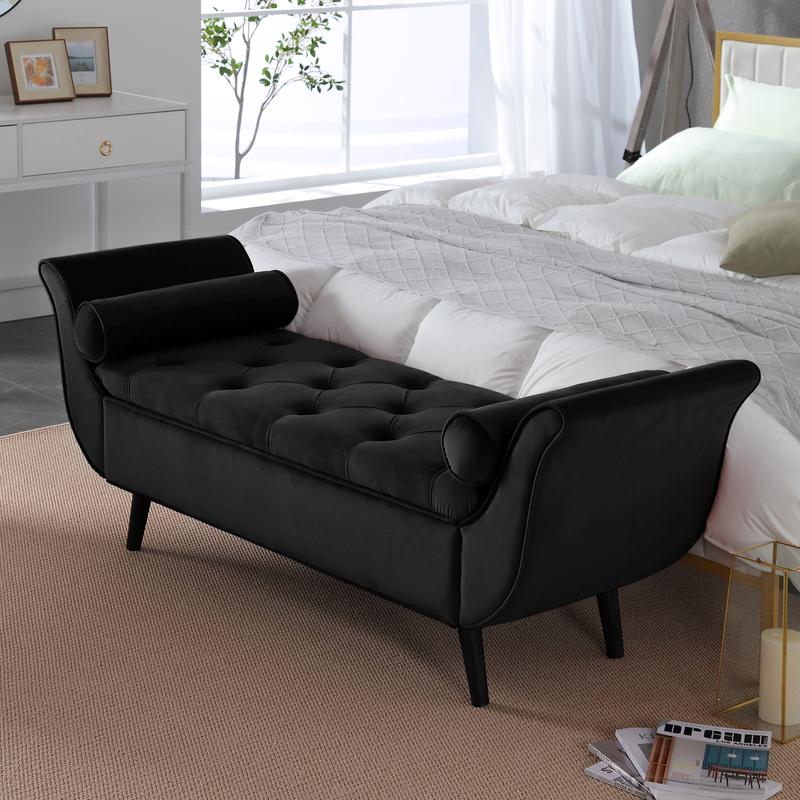 SZLIZCCC 65 "Storage Chair, Velvet Ottoman Chair, Bed End Stool With Storage Space, Suitable For Bedroom, Living Room, Entrance