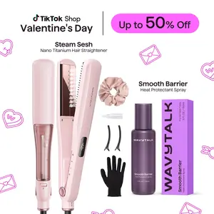 Wavytalk Steam Sesh Hair Straightener and Smooth Barrier Heat Protectant Spray Set