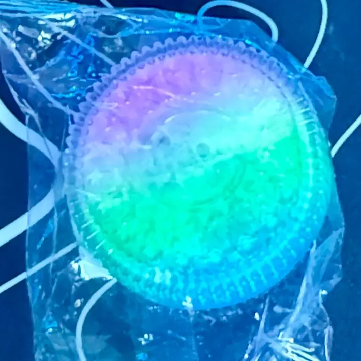 Neon tri colored Oreo squishy stress relief toy