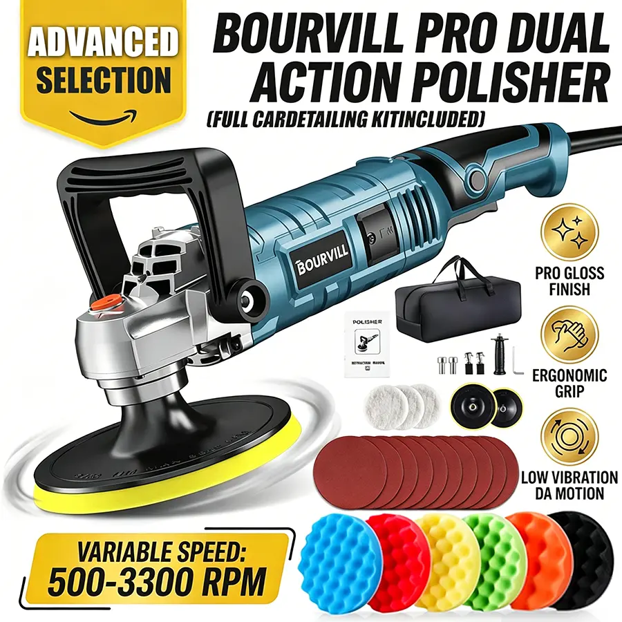 【3-Year Warranty】Buffer Polisher, 1600W 7 Inch Rotary Buffer Polisher Waxer, 7 Variable Speed 500-3300 RPM, Detachable Handle for Car, Boat Sanding, Polishing, Waxing Tool Box Tool Kit Heavy Duty