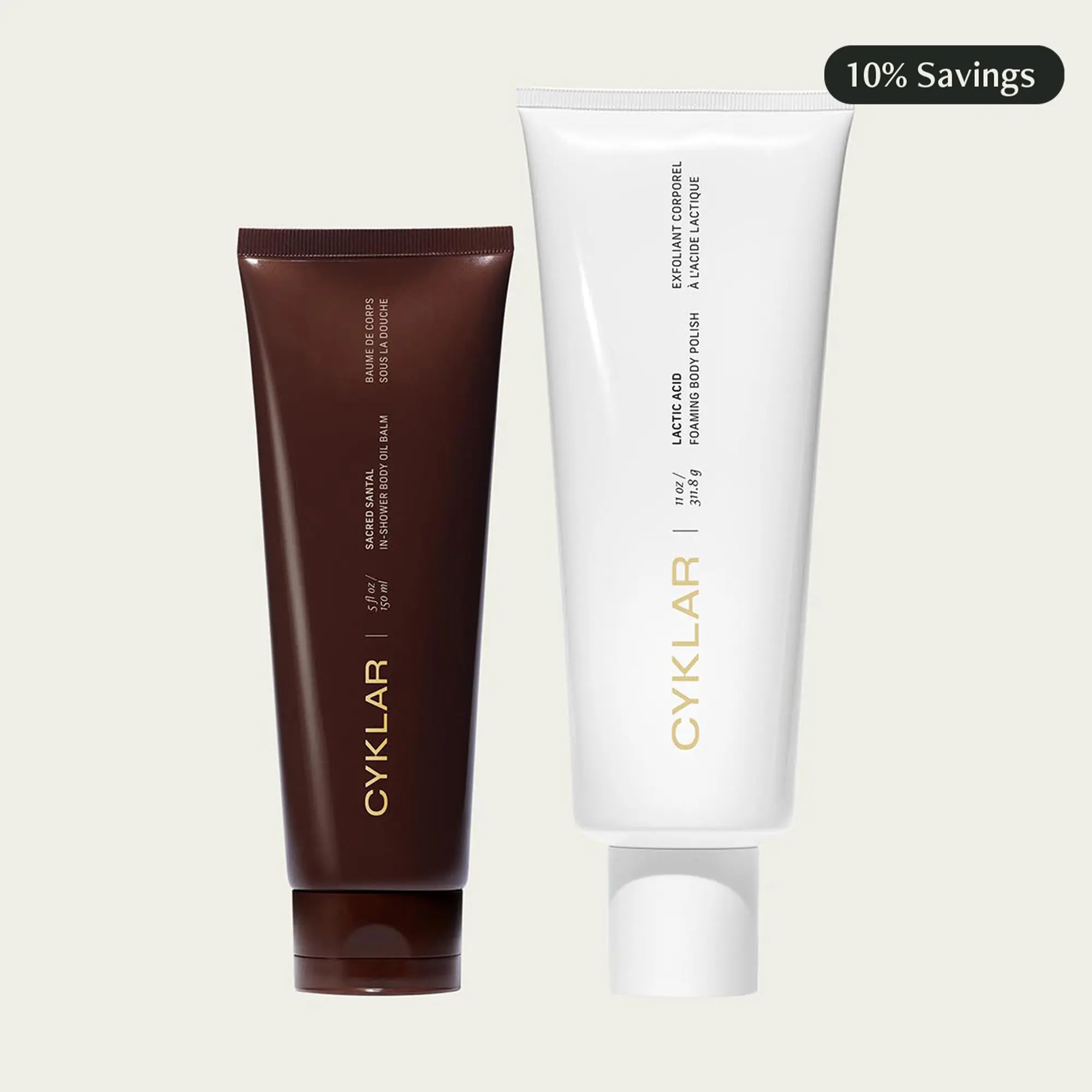 Sacred Santal Everything Shower Set - In-Shower Body Oil Balm & Lactic Acid Foaming Body Polish