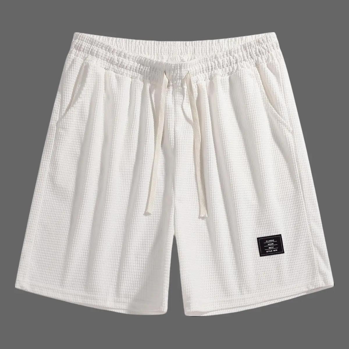 Men'S Lightweight Polyester Casual Shorts with Drawstring Waist - Breathable Textured Fabric, Pockets for Beach, Outdoor & Casual Attire -  Regular Fit, Adjustable Comfort | Simple Design | Durable Fabric