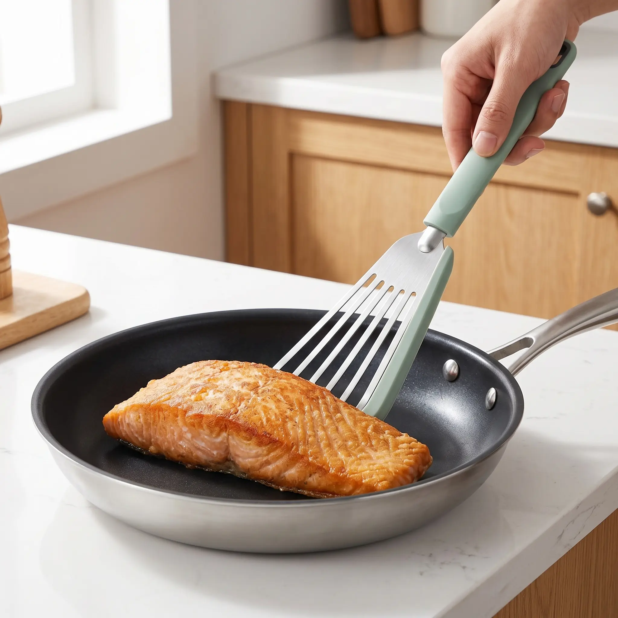 Non-Scratch Silicone Slotted Spatula for Non-Stick Cookware, Heat-Resistant Kitchen Turner with Quick Drain Design, Great for Student Dorms, Small Apartments & Everyday Cooking, Viral TikTok Kitchen Gadget-YY0