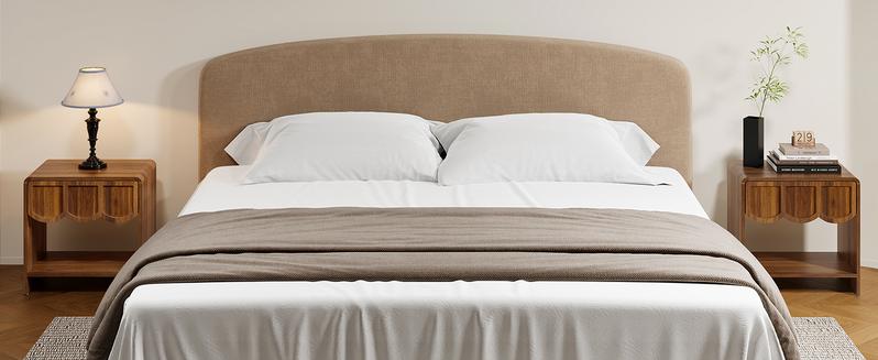 Giratree Small Night Stand, Mid Century Modern Farmhouse Wood Nightstand with Wave Panel Drawer, Bed Side End Table for Small Space, Living Room