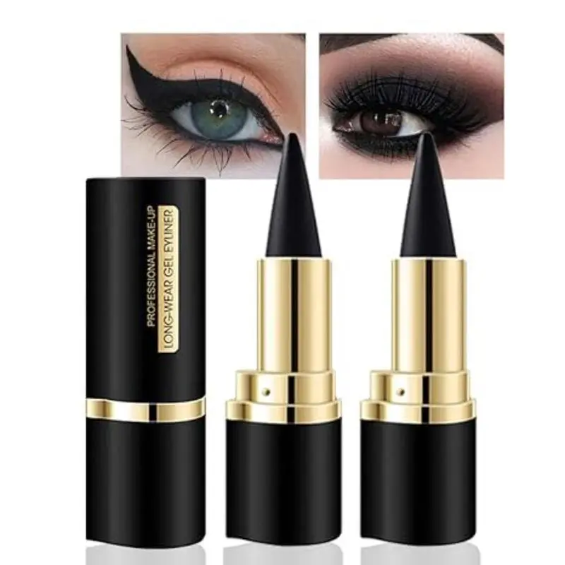 2pcs Black Gel Eyeliner Pencil, natural black eyeliner cream waterproof smudge proof, eye liner black smoky eyeshadow palette stick crayon, Goth Halloween makeup, delineador de ojos contra el agua