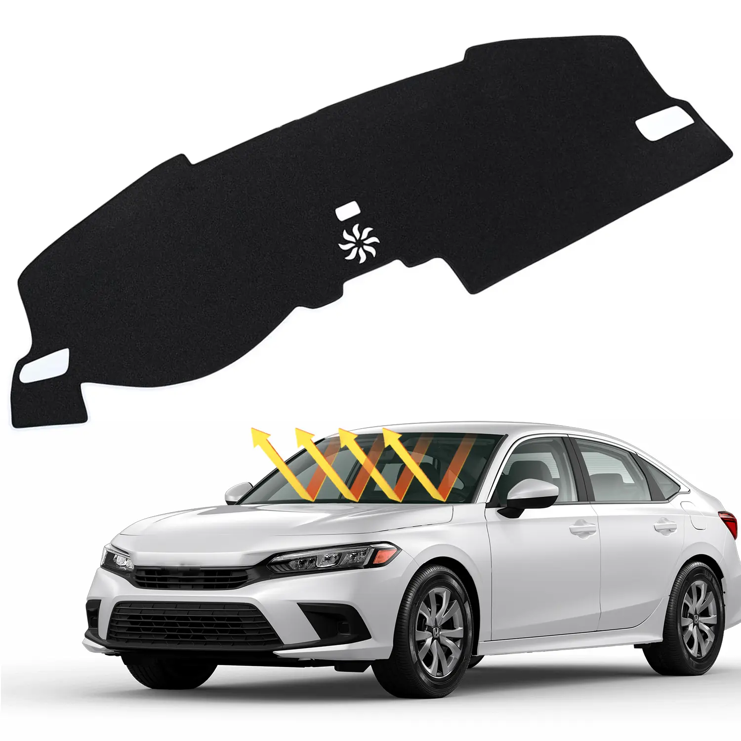 Canvcle Custom Fit Dash Mat for 2022-2026 Honda Civic 11th Gen Dashboard Cover UV Protection Anti-Glare Non-Slip Polyester Sun Shade Car Interior Kit