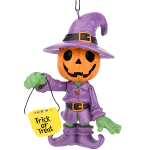 Tree Buddees Trick or Treating Pumpkin Man Resin Ornament Hand-Painted Quality Christmas Tree Decoration - 3.5 x 2.5 Inches, Perfect Gift for Halloween Season indoor spooky home decor props