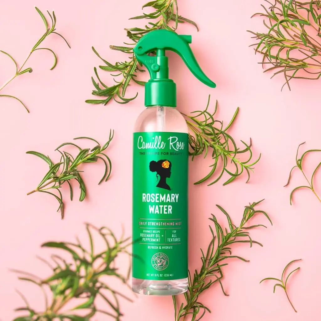 Camille Rose Rosemary Water Daily Strengthening Mist, 8 oz, Nourishing Hair Mist, Refreshes Scalp, Hydration