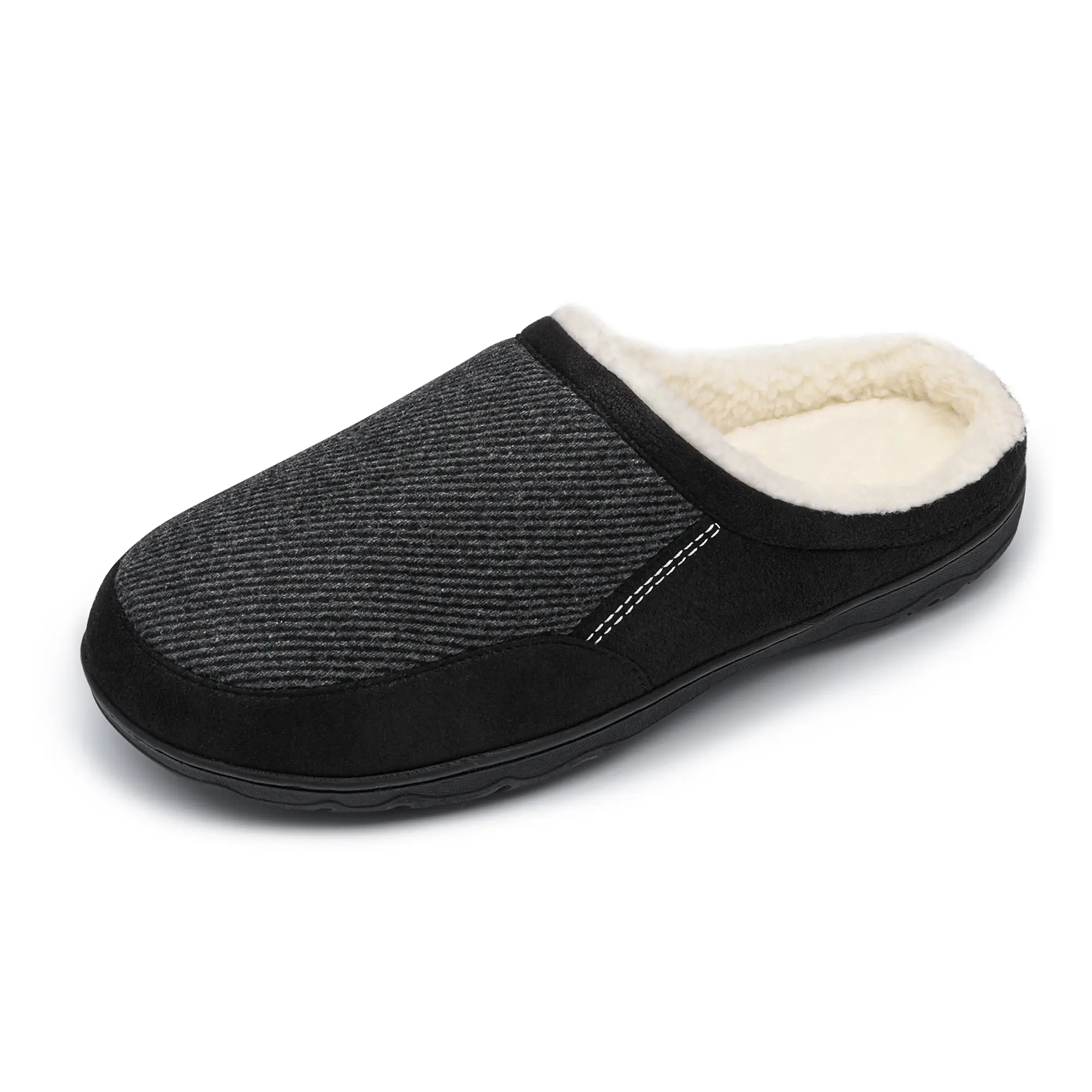 DREAM PAIRS Men's Cozy Memory Foam Slip-On Slippers - Cashmere Fuzzy Wool-Like Lining, Washable Heelless Insulated Clogs, Indoor/Outdoor Footwear Great for Home and Errands